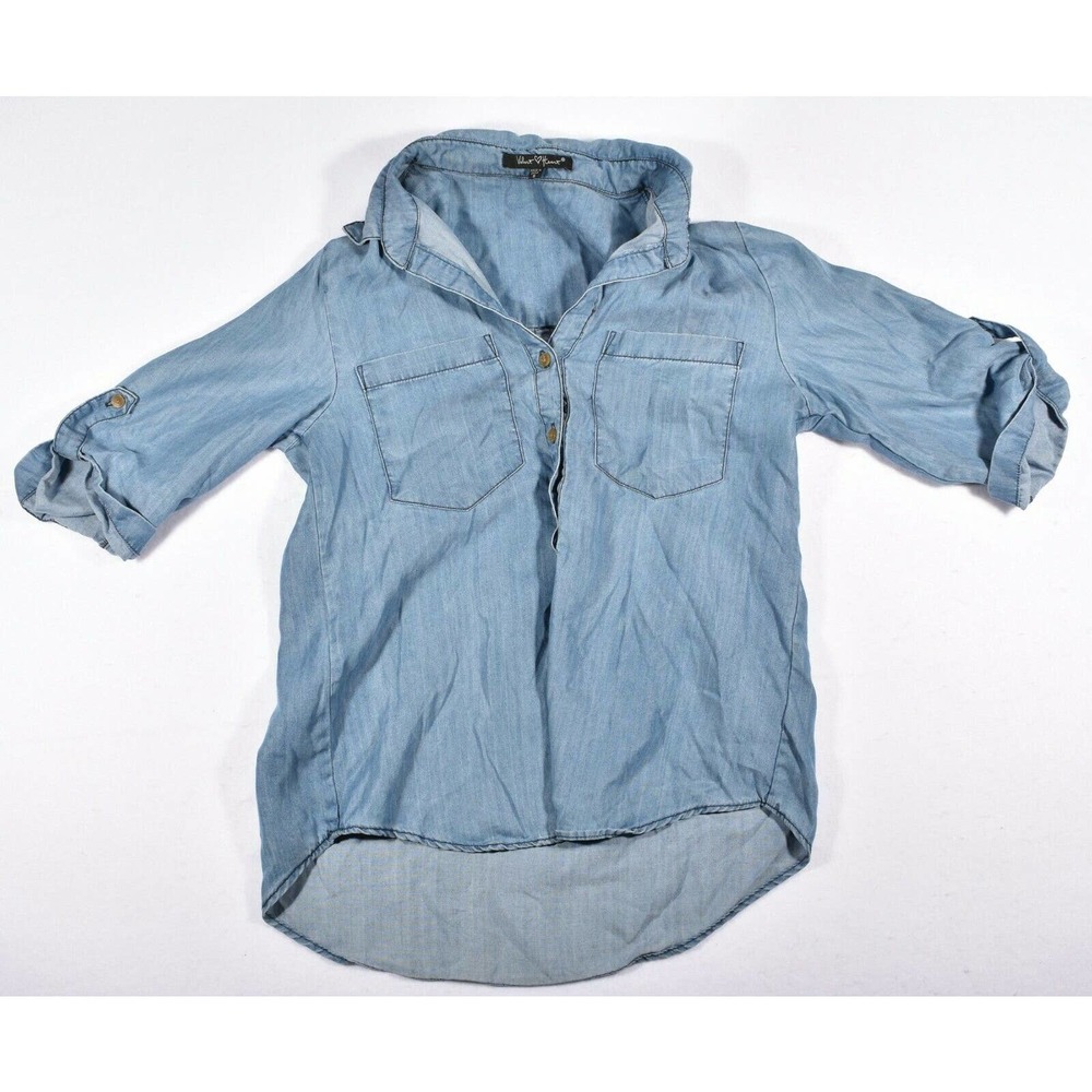 Velvet Heart Denim Button-up Shirt Women's Size Small Short Sleeve Top